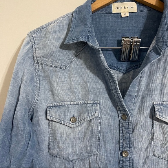 cloth & stone women’s corduroy button down shirt medium - Picture 5 of 11